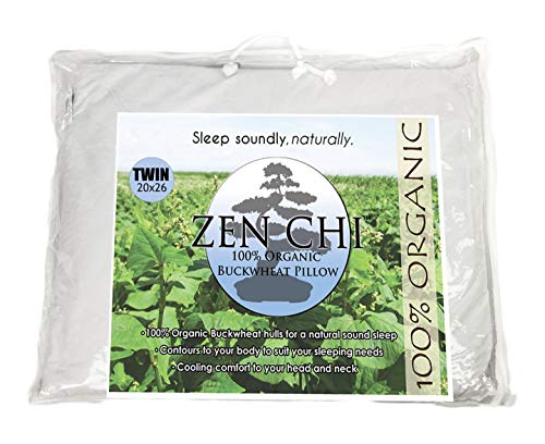 ZEN CHI Almohada de Trigo sarraceno orgánico Doble tamaño w (20"X 26") tecnología de enfriamiento Natural el algodón Cubierta de Trigo sarraceno orgánicos écales w