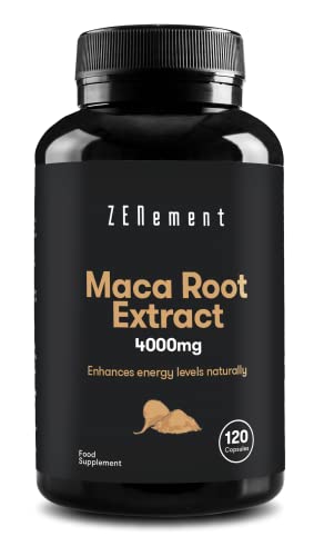 Zenement | Extracto de Raíz de Maca Peruana 4000 mg, Altamente concentrado 10:1, 120 Cápsulas | Energía, resistencia, memoria, líbido, inmunidad y equilibrio hormonal | 100% Ingredientes Naturales