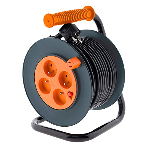 Zenitech - Enrollacables, con 4 tomas, HO5VV-F 3G1mm² de 25 m y cortacircuito