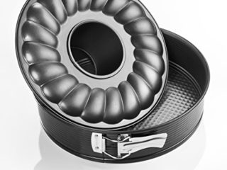 Zenker 230º Molde Repostería para roscos y bizcochos, Desmontable 24cm Redondo Dos Bases en Acero con Revestimiento Antiadherente Teflon, MAX. 230ºC, 24x6,5cm, Color Negro, 1ud, 24 cm