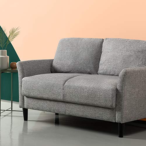 ZINUS Jackie Loveseat Sofa, Contemporáneo, Montaje fácil sin herramientas, Brazos acampanados, Patas cónicas, Sofá en una caja, Gris suave