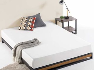 Zinus Suzanne de 15 cm, Estructura de cama de metal y madera, somier de listones de madera, fácil montaje, 135 x 190 cm, color castaño