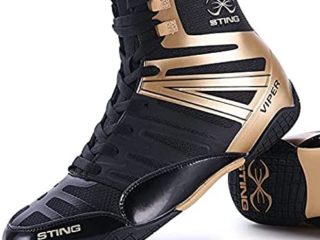 ZKHD Calzado Boxeo Calzado Lucha para Hombres Kickboxing Juvenil Sparring Boxers Entrenadores Calzado de Artes Marciales Botas de Boxeo Transpirables,Gold-38EU