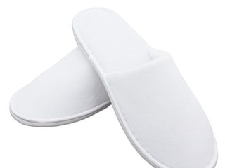 ZOLLNER 10 Pares de Zapatillas de Viaje, Blancas, de Rizo, Talla única