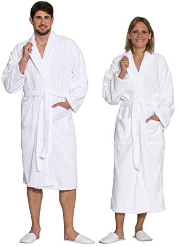 ZOLLNER Albornoz de ducha para hombre y mujer, talla XXXL, algodón, blanco