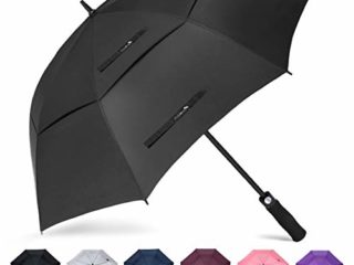 ZOMAKE Paraguas Grande Antiviento, Automático Paraguas de Golf con Doble Cubierta para Mujer Hombre(Negro)