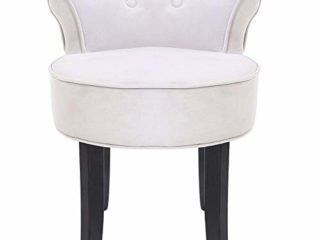 Zoternen Sillón de Tocador de Madera Chenilla Gris Terciopelo Silla de Dormitorio para Maquillaje Adecuado para Vestidor Sala de Estar Comedor