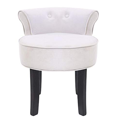 Zoternen Sillón de Tocador de Madera Chenilla Gris Terciopelo Silla de Dormitorio para Maquillaje Adecuado para Vestidor Sala de Estar Comedor