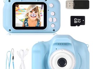 ZStarlite Cámara Digital para Niños, 1080P 2.0" HD Selfie Video Cámara Infantil, Regalos Ideales para Niños Niñas de 3-10 Años, con Tarjeta TF 32 GB, Lector de Tarjetas (Azul)