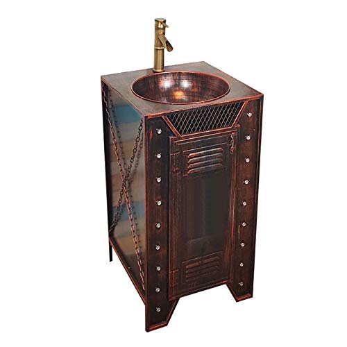 ZTGL Mueble Lavabo Estilo Industrial, Mueble Bajo Lavabo con Pie Suelo, Anticorrosión y Antioxidante Mueble Lavabo de Hierro Forjado,Copper