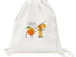 Zumo de naranja Bolso de compras de malla reutilizable con cordón de lona