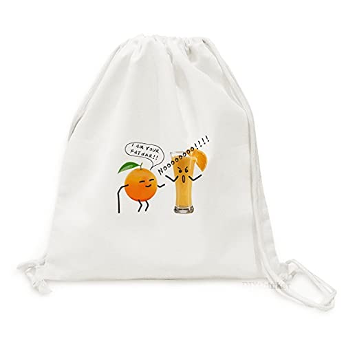 Zumo de naranja Bolso de compras de malla reutilizable con cordón de lona