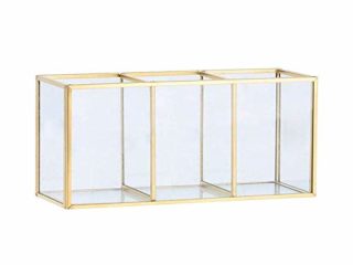 zunbo - 1 joyero retro de latón, metal de color, vidrio transparente, caja de almacenamiento, estilo nórdico, organizador cosmético, expositor para joyas, decoración, dorado