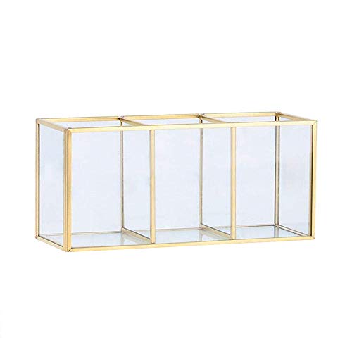 zunbo - 1 joyero retro de latón, metal de color, vidrio transparente, caja de almacenamiento, estilo nórdico, organizador cosmético, expositor para joyas, decoración, dorado