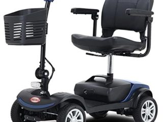 ZWJABYY Silla De Ruedas EléCtrica Ligera De 4 Ruedas,Patinete De Movilidad Compacto Motorizado Plegable,Patinete EléCtrico Transportable, para Discapacitados/Ancianos/Adultos,Blue